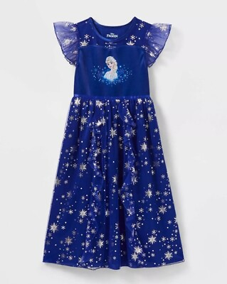 #ad Disney Frozen Princess Elsa Nightgown Tulle Dress Size Large 10 12 Blue NWT $20.00