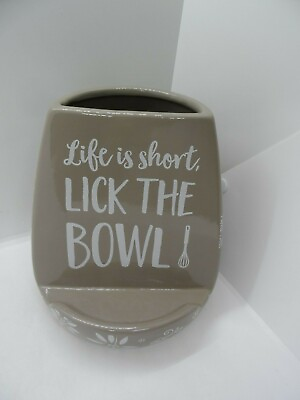 #ad Temp tations by Tara Classic Life is Short Lick the Bowl Tablet Utensil Holder $25.00