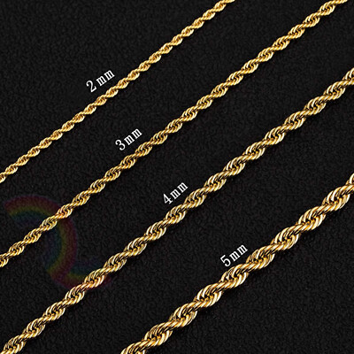 #ad #ad Women Men Stainless Steel Gold Plated 2mm 3mm 4mm 5mm Rope Necklace Chain C11 $7.23