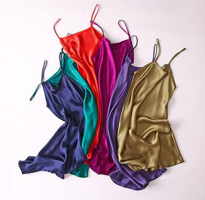 #ad Fine Pure Silk Chemise Nightgown Nightdress Sleepwear Hot Spaghetti Straps Dress $40.04
