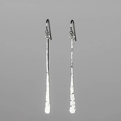 #ad 925 Sterling Silver Hammered Silver Bar Earrings Handmade Earrings For Women#x27;s $14.99
