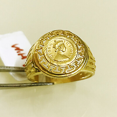 Fine Jewelry 18 Kt Real Solid Yellow Gold Queen Victoria Men#x27;S Ring Size 91011 $609.90