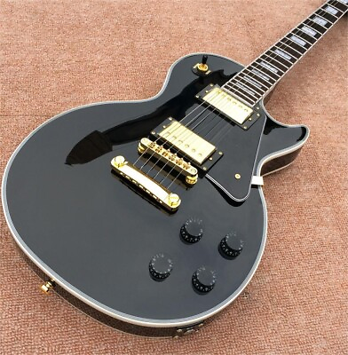 #ad Brand New Custom Black 6 String Electric Guitar Golden Hardware In Stock $246.00