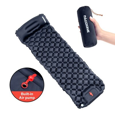 #ad Outdoor Camping Portable Inflatable Air Mattress Sleeping Pad Mat with Pillow $22.80