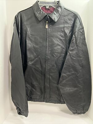 #ad Hunt Club Leather Jacket Men#x27;s Size Medium Black With Zipper $49.99