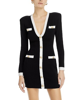 #ad L#x27;Agence Uzma Knit Black and White Mini Button Down Dress XS $189.00
