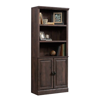 #ad 71quot; 5 Shelf Bookcase W Doors Adjustable Shelves Display Open Shelf Home Walnut $239.39