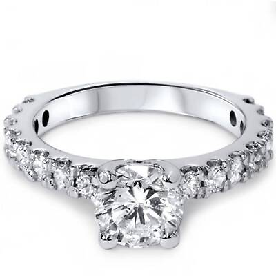 #ad 1 1 2ct Round Cut Enhanced Diamond Engagement Ring 14K White Gold $1964.99