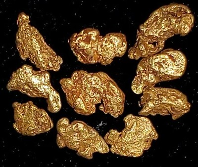 #ad 10 Natural GOLD NUGGETS California Gold Bright Shiny Placer Gold Miner Direct $30.00