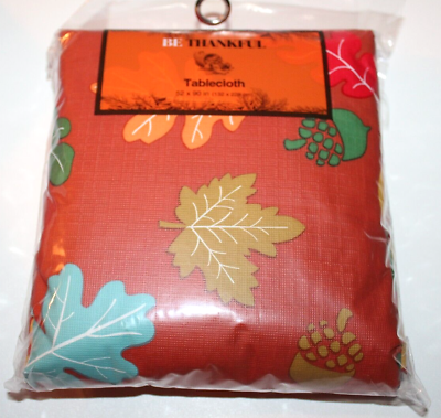 #ad Be Thankful Fall Thanksgiving Leaf Leaves Pattern Oblong Tablecloth 52quot; x 90quot; $9.09