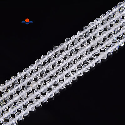 #ad Natural Clear Quartz Faceted Round Beads Size 2mm 3mm 4mm 15.5#x27;#x27; Strand $6.49