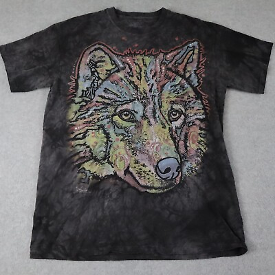 #ad The Mountain T Shirt Mens Large Painted Wolf Tie Dye Crew Neck Tee Short Sleeve $16.99