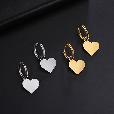 #ad 5pcs Stainless Steel Heart Charms for Earrings Pendant Necklace Bracelet Jewelry $9.99