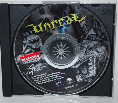 #ad Unreal PC CD ROM 1998 GT Interactive Epic Game CD Disc only TESTED C $8.95