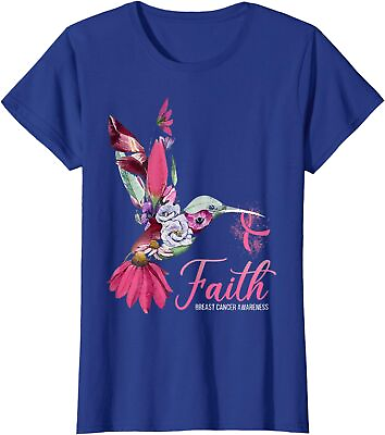#ad Faith Pink Ribbon Breast Cancer Awareness Butterfly Ladies#x27; Crewneck T Shirt $21.99