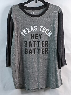 #ad Texas Tech Baseball Shirt Womens Large Gray Black World Series Swing Long Sleeve $19.99