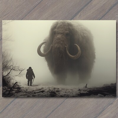 #ad POSTCARD Woolly Mammoth Elephant Snowy Weird Vibe Strange Unusual Creepy Human $6.00