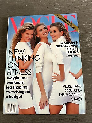 #ad Vogue April 1991 Karen Mulder Nikki Taylor Judit Masco Stephanie Seymour $34.95