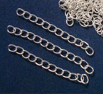 100 Sterling silver plated 2quot; twist cable link 5mm necklace extenders 14ft CH100 $2.95