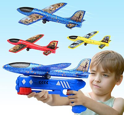 #ad 3 Pack Foam Airplane Launcher Glider Planes for Kids w 2 Flight Modes $12.99