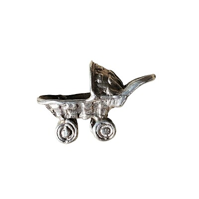 #ad Sterling Silver Baby Buggy Pram Carriage Bracelet Stroller Infant Pendant Gift $15.95