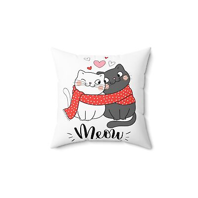 #ad Spun Polyester Square Pillow Cat love Meow $32.99