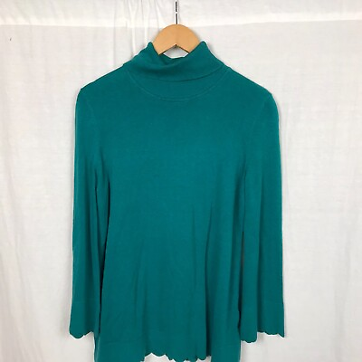 #ad Isaac Mizrahi Live Women#x27;s Scallop Hem Turtleneck Sweater Long Sleeve Medium $8.48