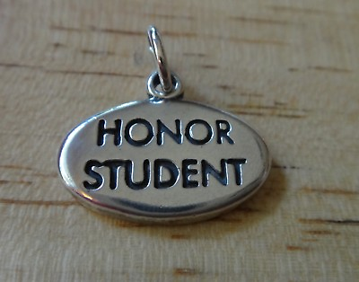 #ad Sterling Silver 16x23mm solid School Solid Oval Honor Student Charm $25.64
