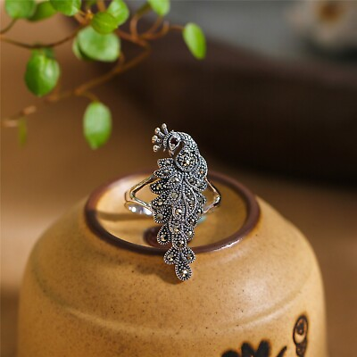 #ad #ad Real 925 Sterling Silver Band Women Lucky Gift Amazing Peacock Ring $32.00