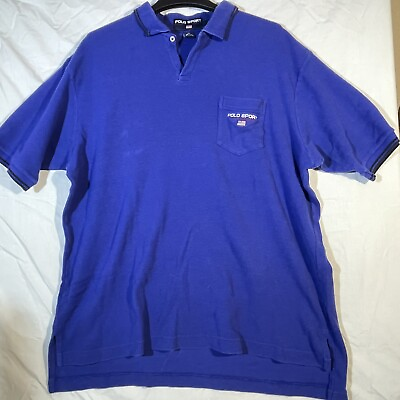 #ad Polo Sport Ralph Lauren Shirt XLarge Short Sleeve Blue Polo Vintage $8.00