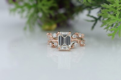 #ad 18K Rose Gold Band Certified Diamond Ring Emerald Cut 2.30Ct IGI GIA Lab Grown $2337.00