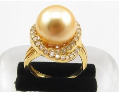 #ad 11 12MM NATURAL SOUTH SEA GENUINE Gold PEARL YELLOW ADJUSTABLE RING SIZE 8# h $19.00