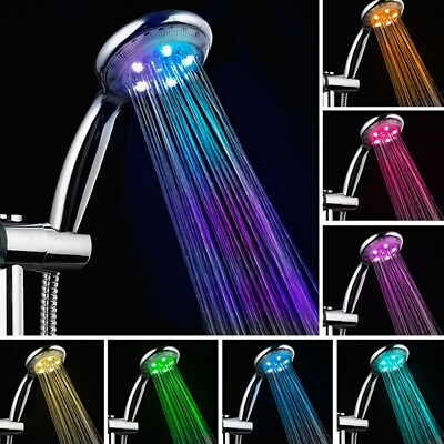 #ad Handheld 7 Color Changing LED Light Water Bath Home Bathroom Shower Head Glow $11.39
