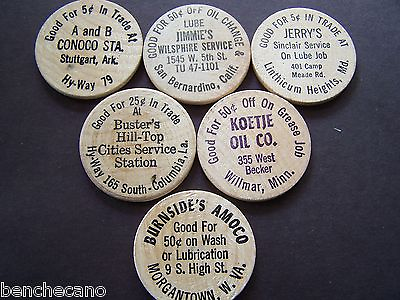 #ad 60 Gas Service Station Wooden Nickel Doubloons from Across America $50.00