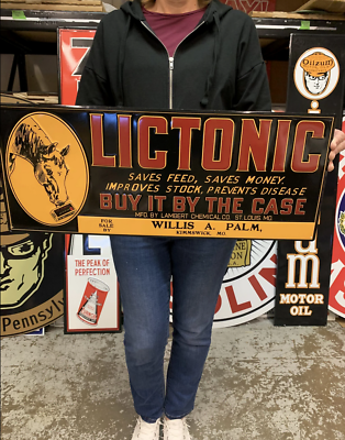 #ad Antique Vintage Old Style Sign Lictonic Horse Made in USA $55.00