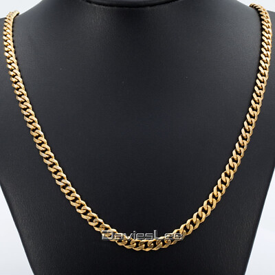 4MM Yellow Gold Filled CURB CUBAN Link Chain Necklace Men Women Hip Hop 18 30quot; $8.99