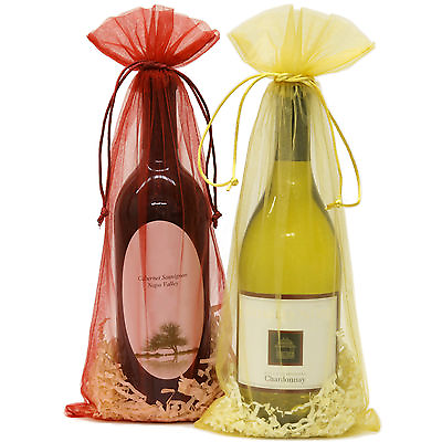 #ad 20x Designer Wine Organza Fabric Gift Bags Party Gift Bags Large 15quot; By 6.5quot; $11.95