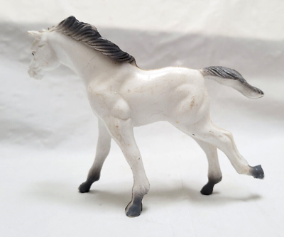 #ad Vintage 1976 Imperial Toy White Horse Gray Mane and Tail Figure $11.51