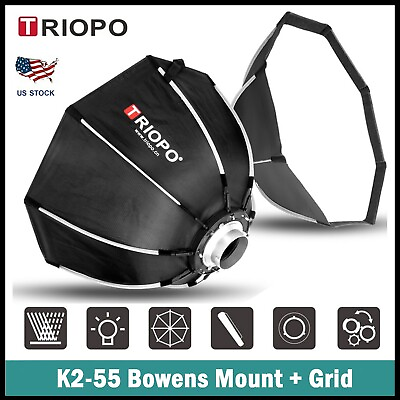#ad Triopo Softbox K2 55 55CM Octagon Soft Boxes Quick Release Bowen Mount with Grid $44.99