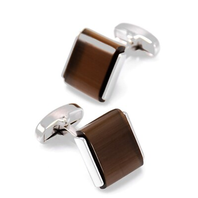 #ad Men Coffee Opal Cufflinks French Shirt Square Business Sleeve Studs Xmas Gift GBP 8.88