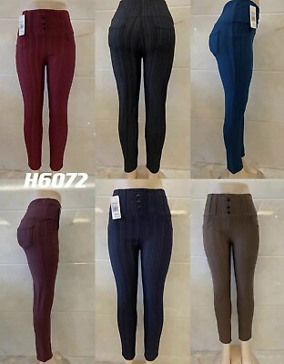 #ad New women high waist multicolor 4 pockets stretch jean like casual jegging pant $13.99