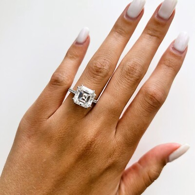 #ad Wedding Ring 3.50 Ct IGI GIA Lab Created Asscher Cut Diamond Fine 18k White Gold $3039.13