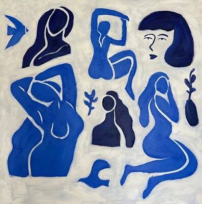 #ad 40x40quot; Large Abstract Matisse Style Paintings On Canvas Minimalist HEN PARTY $377.49