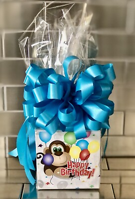 #ad #ad Happy Birthday Candy Gift Basket Box Monkey Balloon Theme With Blue Bow $8.75