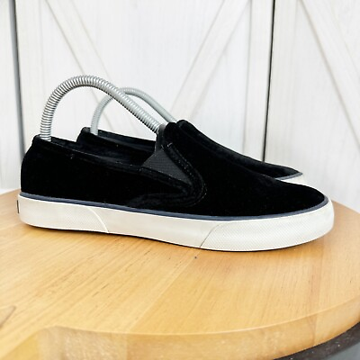 #ad Sperry Velvet Sneakers Women Size 7.5 Black Slip On Boat Shoes Comfort $30.00