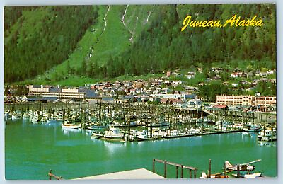 #ad Juneau Alaska AK Postcard The Boat Harbor And Residential District Scene c1960#x27;s $9.95