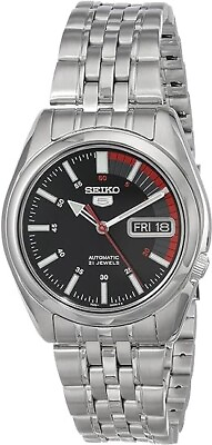 #ad Seiko Unisex Watch Series 5 Black Dial Silver Stainless Steel Bracelet SNK375K1 $89.99
