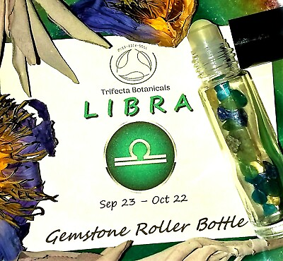 LIBRA Zodiac Roller Bottle Crystal Set for Essential Oil Astrology Wicca Gift $10.45