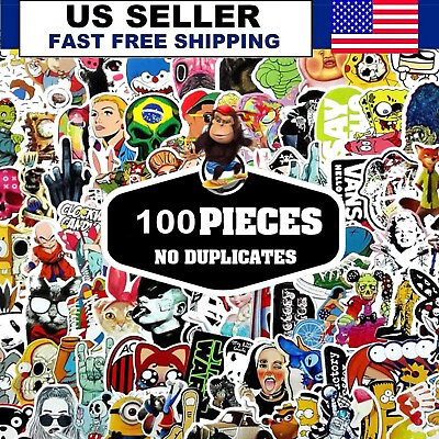 #ad Lot 100 Random Vinyl Laptop Skateboard Stickers bomb Luggage Decals Dope Sticker $5.99