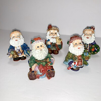 #ad Holiday Santa Assortment 2.5quot; Set of 5 Resin Figurines Multi Cultural $17.55
